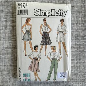 Simplicity Sewing Pattern Womens SKIRT PANTS SHORTS 8578 Surf Club L UNCUT